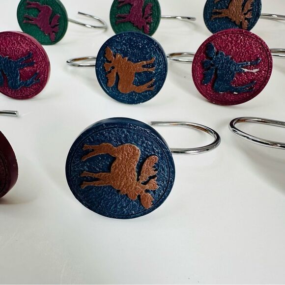 Resin Moose Shower Curtain Hangers Set Of  11 - Picture 2 of 4